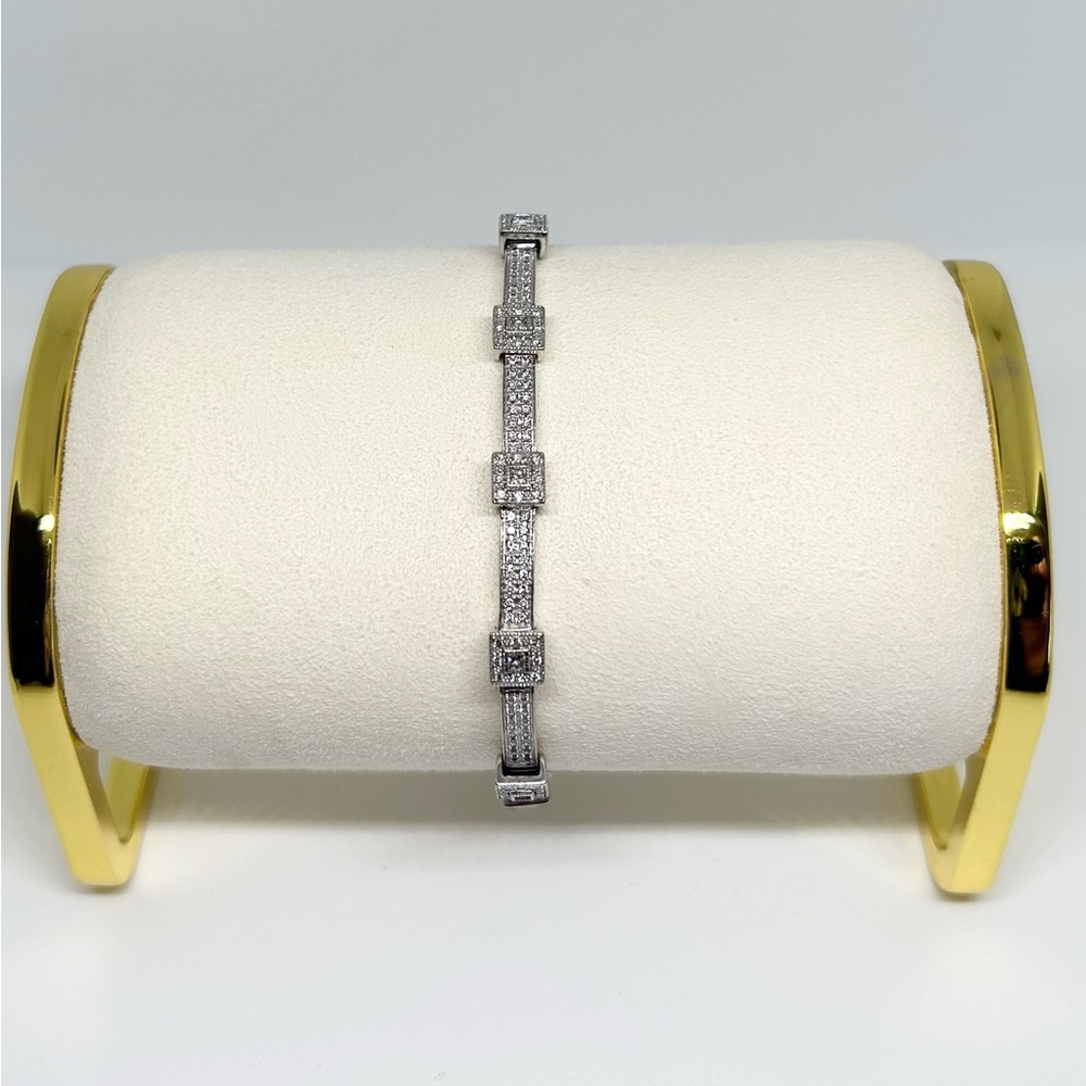 Charriol White Gold and Diamond Bracelet w/Sapphire Clasp